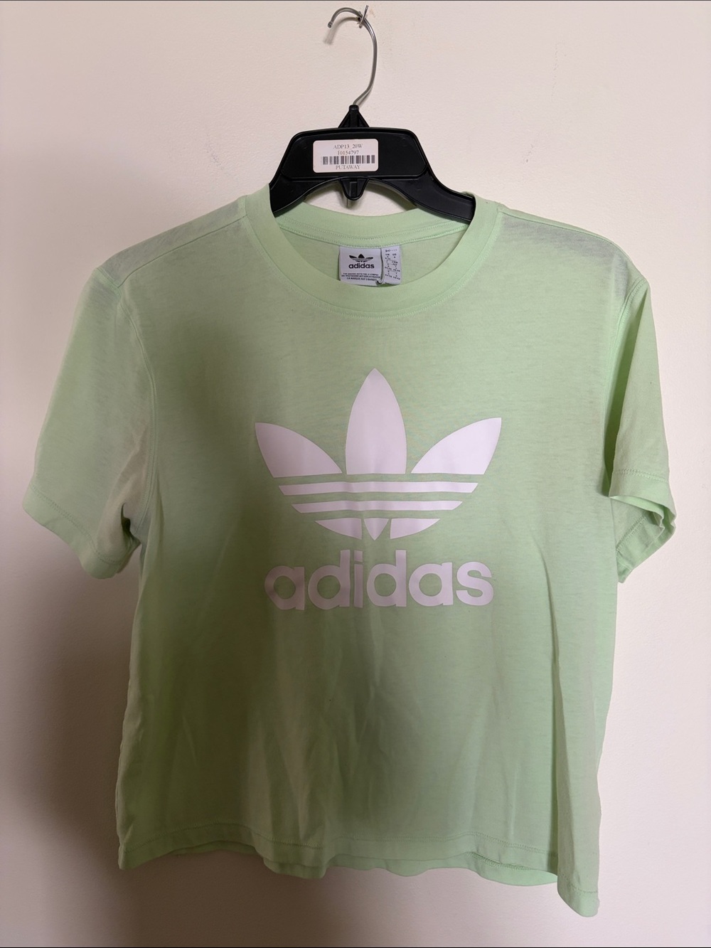 adidas Pastel Green Trefoil Logo Short Sleeve Cropped Tee